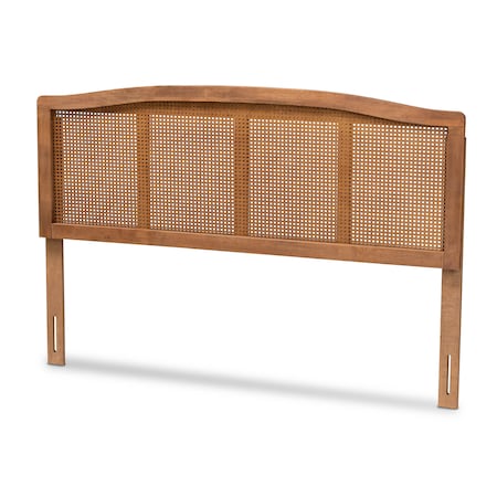 Baxton Studio Marieke Ash Walnut Finished and Synthetic Rattan King Size Headboard 159-9811